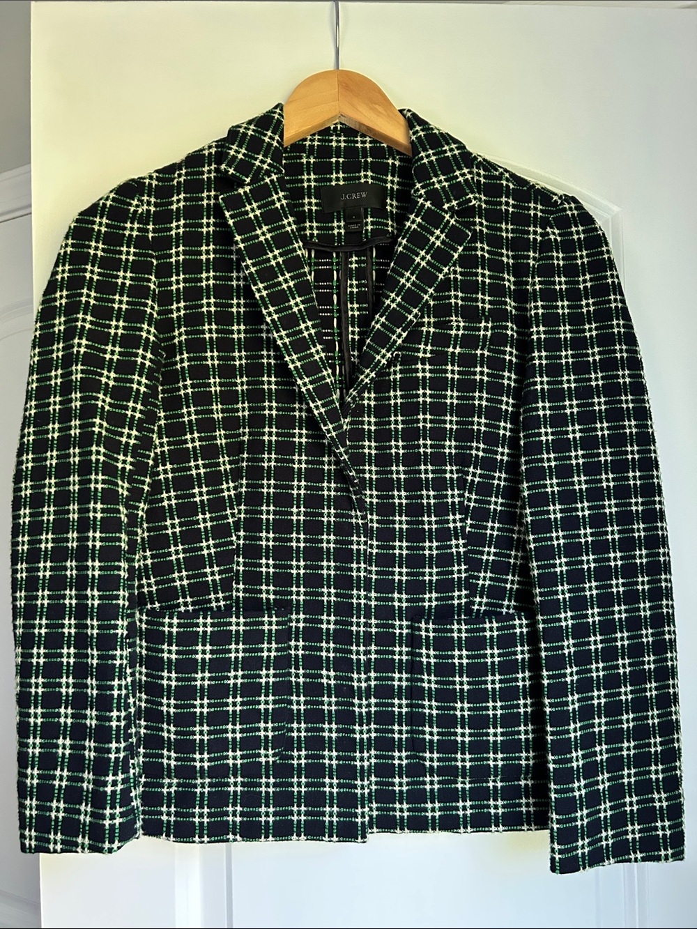 J. Crew Navy, Green and Pale Yellow Plaid Blazer